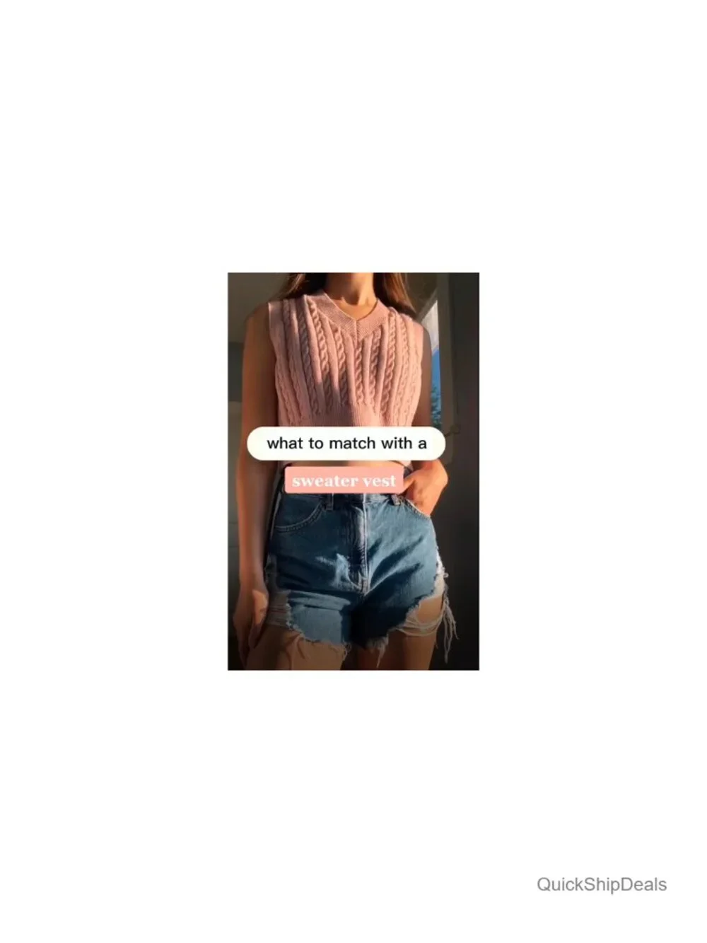 Women's Sleeveless Sweater Vest Cropped Knit Argyle V-Neck Tank Top